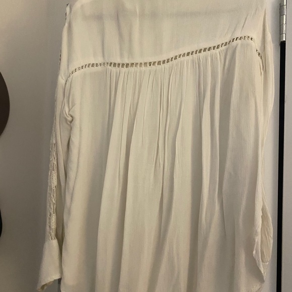 Free People Women's Whistler Button Down Top Cotton Oversized White Size Small